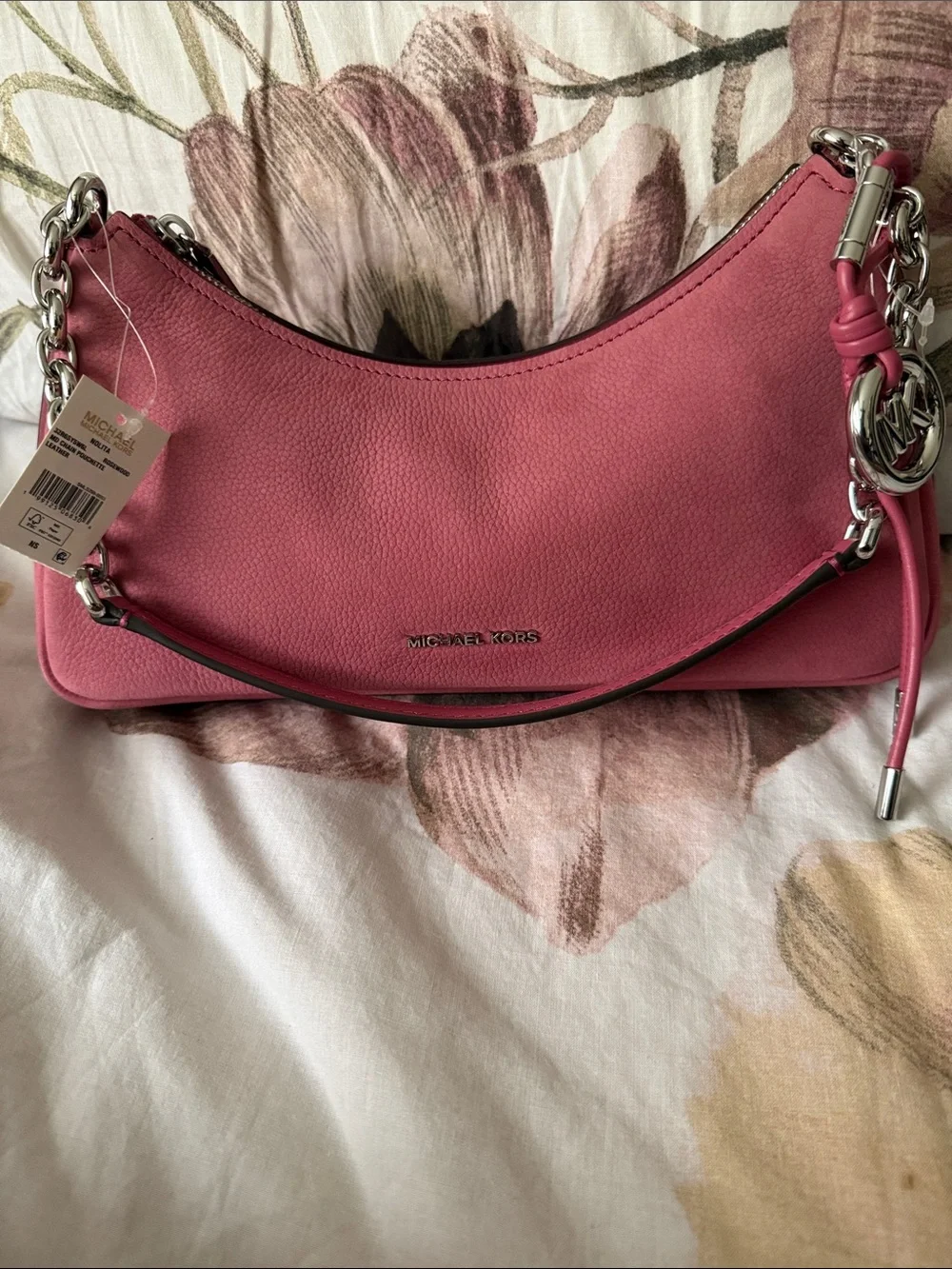NWT MICHAEL KORS leather Rosewood Pouchette Shoulder Bag with Chain Strap